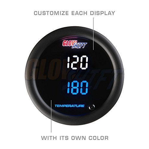 GLOWSHIFT مجموعة عدادات الحرارة الرقمية المزدوجة GlowShift 10 لون 300 فهرنهايت - للماء، الزيت، حرارة النقل - تشمل حساسات إلكترونية - شاشتين LED متعددة الألوان - عدسة ملونة - 2-1/16" (52 مم) - Image 5