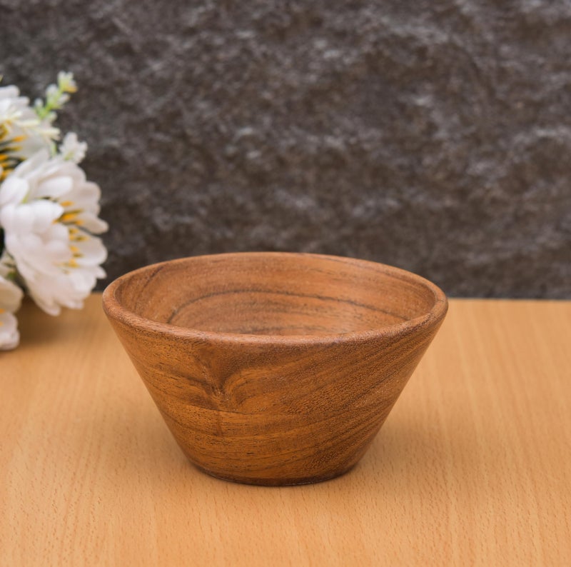 OGGN Natural Acacia Wood Mixing & Serving Bowl, Handmade Wooden Salad Bowls, Antique Soup Serve Ware, Elegant Multipurpose Bowl for Salads, Soups, Snacks (4 X 2 Inch) - Image 1