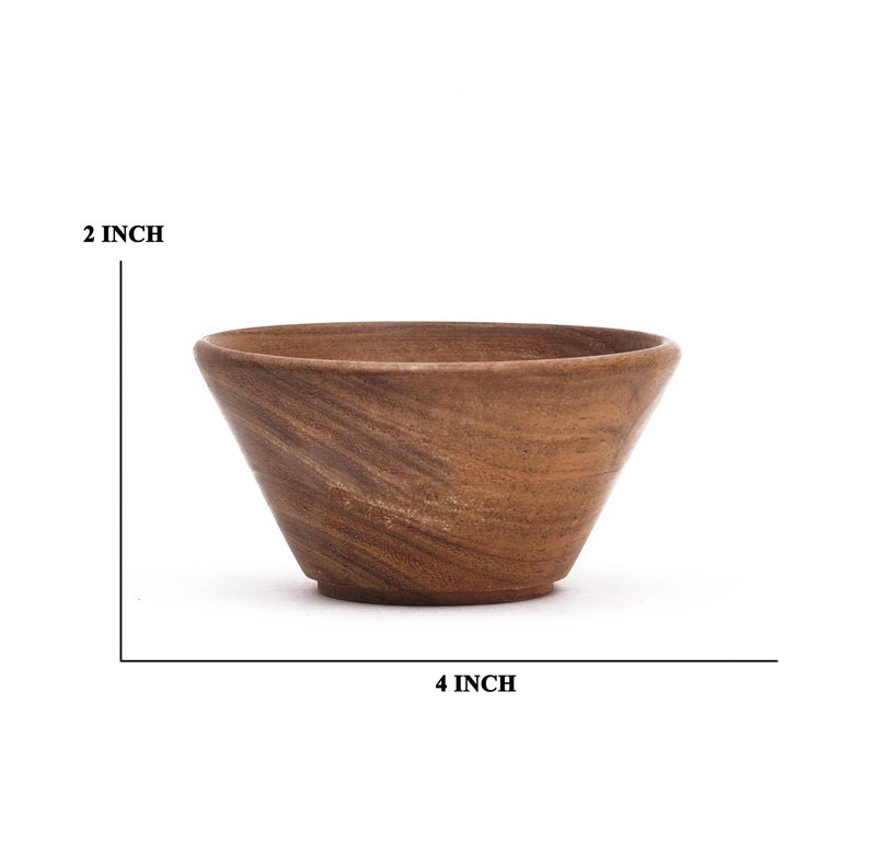 OGGN Natural Acacia Wood Mixing & Serving Bowl, Handmade Wooden Salad Bowls, Antique Soup Serve Ware, Elegant Multipurpose Bowl for Salads, Soups, Snacks (4 X 2 Inch) - Image 2