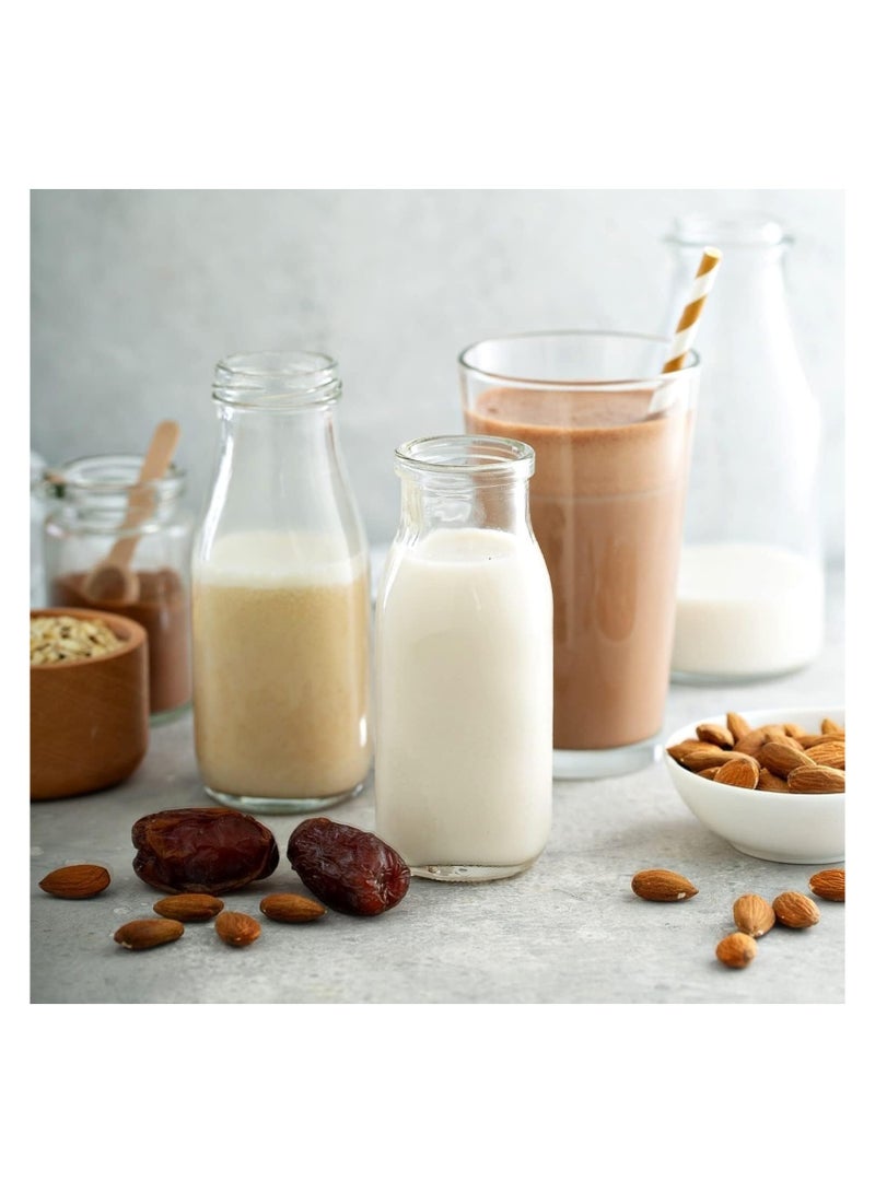 Luxoraq 200ml Glass Milk Bottles with Lids (Pack of 3), Reusable Glass Drinking Containers for Milk, Juice, Yogurt, Smoothies, Honey, Jam, Sauce, Syrup  - Image 2