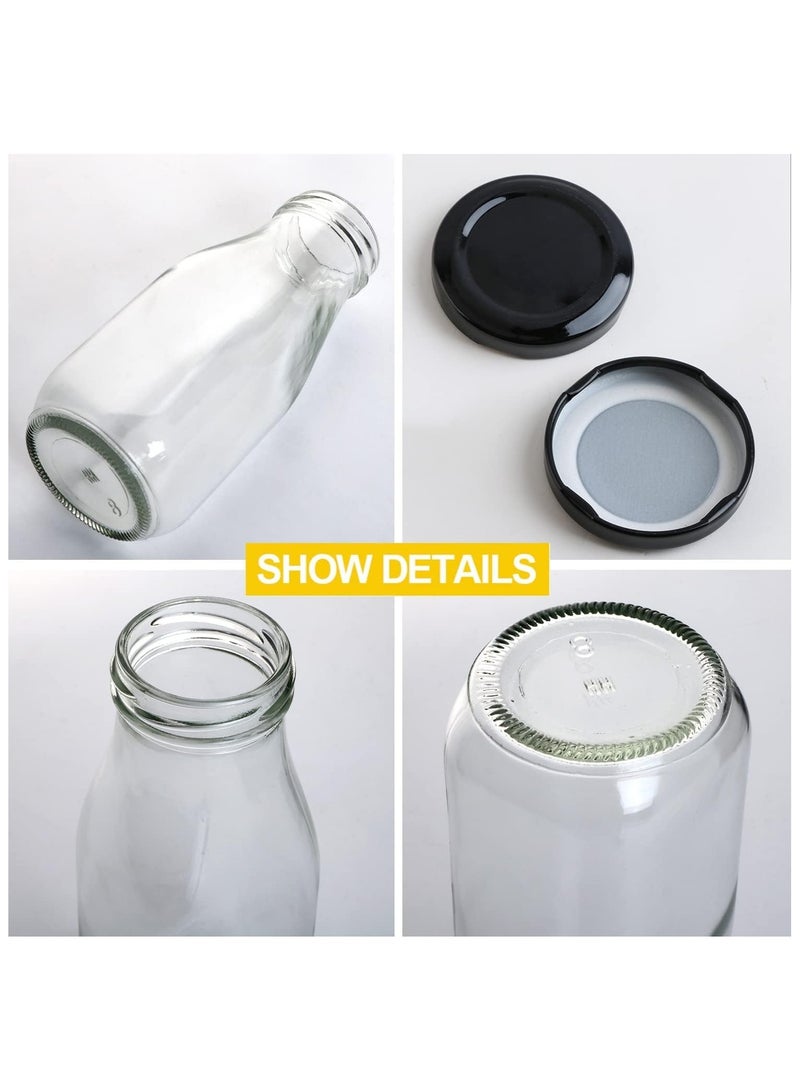 Luxoraq 200ml Glass Milk Bottles with Lids (Pack of 3), Reusable Glass Drinking Containers for Milk, Juice, Yogurt, Smoothies, Honey, Jam, Sauce, Syrup  - Image 3