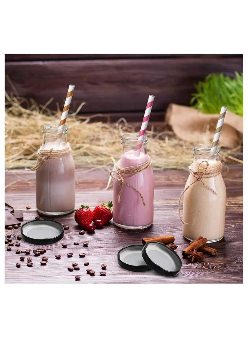 Luxoraq 200ml Glass Milk Bottles with Lids (Pack of 3), Reusable Glass Drinking Containers for Milk, Juice, Yogurt, Smoothies, Honey, Jam, Sauce, Syrup  - Image 4