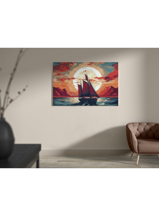 Home Gallery Sailing Boat With Sunset Printed canvas wall art 120x80 - Image 3