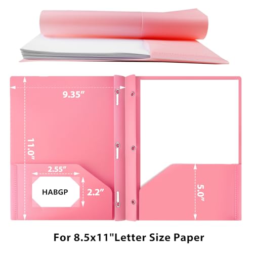 HABGP Two Pocket Folder With Prongs (5 Pack, Pastel Colors), Plastic Folders With Pockets and Business Card Holder, Fit Letter Size, for Organizing Papers in School, Office & Business - Image 2