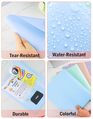 HABGP Two Pocket Folder With Prongs (5 Pack, Pastel Colors), Plastic Folders With Pockets and Business Card Holder, Fit Letter Size, for Organizing Papers in School, Office & Business - Image 4