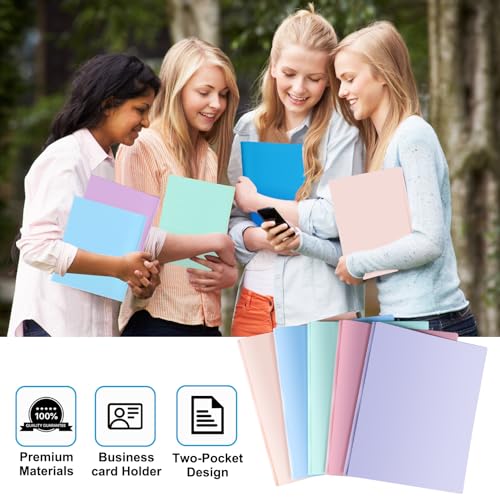 HABGP Two Pocket Folder With Prongs (5 Pack, Pastel Colors), Plastic Folders With Pockets and Business Card Holder, Fit Letter Size, for Organizing Papers in School, Office & Business - Image 5