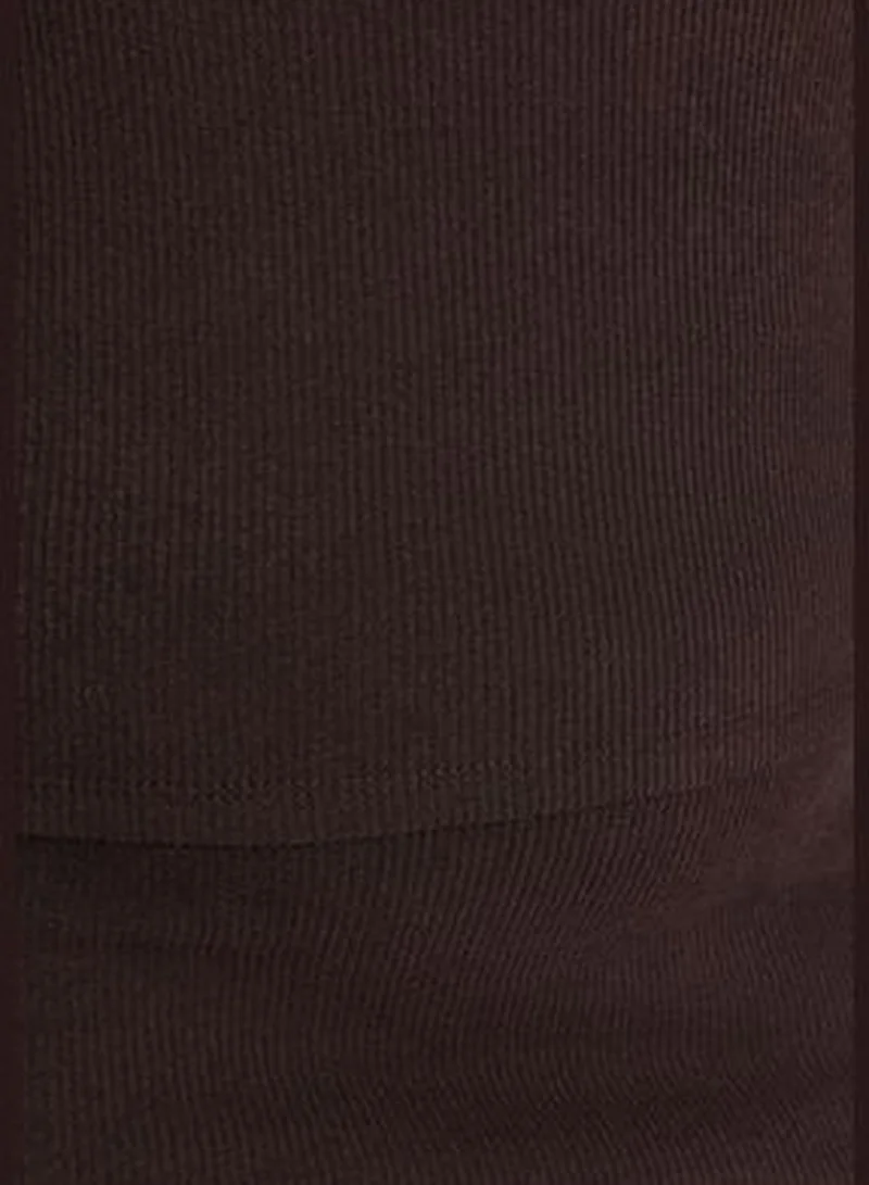trendyol Brown Ribbed Knit Bottom-Top Set TBBAW24CP00014