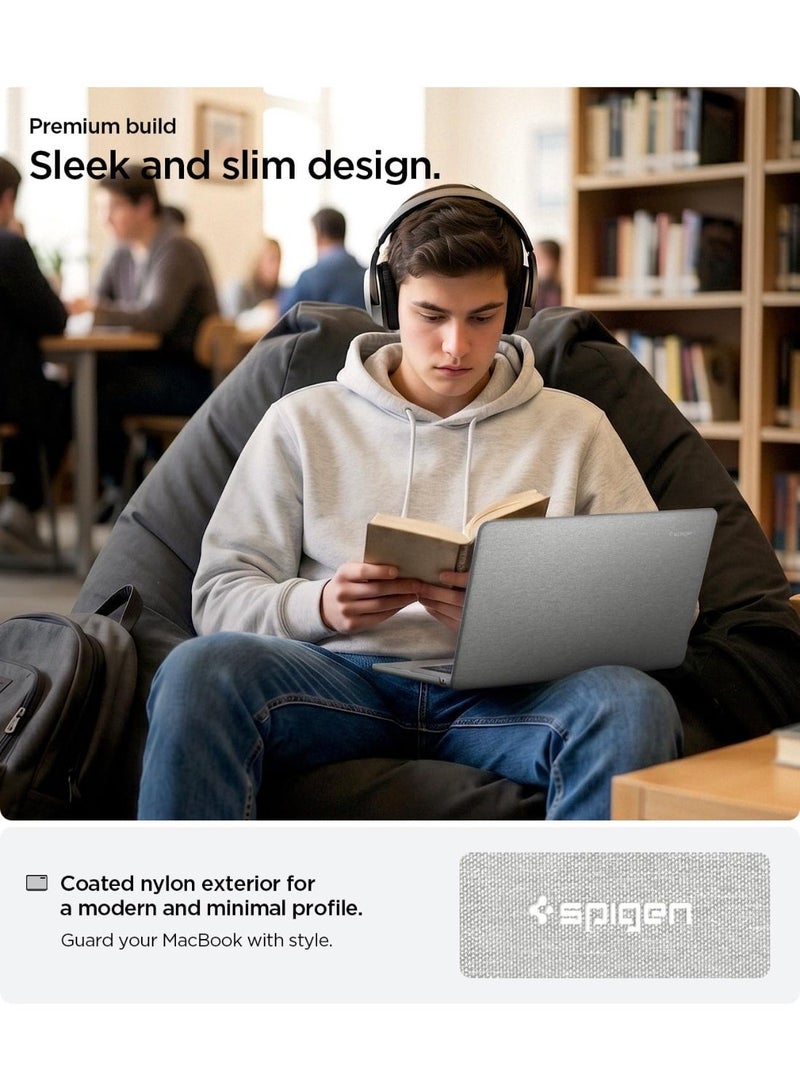 Spigen Urban Fit for MacBook Air 13 inch Case M5/M4/M3/M2 2026/2025-2022 Protective Hard Shell Premium Fabric Cover 13.6 inch A3449, A3240, A3113, A2681 - Heather Gray - Image 5