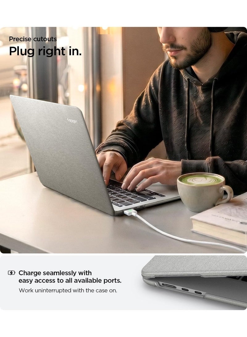 Spigen Urban Fit for MacBook Air 13 inch Case M5/M4/M3/M2 2026/2025-2022 Protective Hard Shell Premium Fabric Cover 13.6 inch A3449, A3240, A3113, A2681 - Heather Gray - Image 2