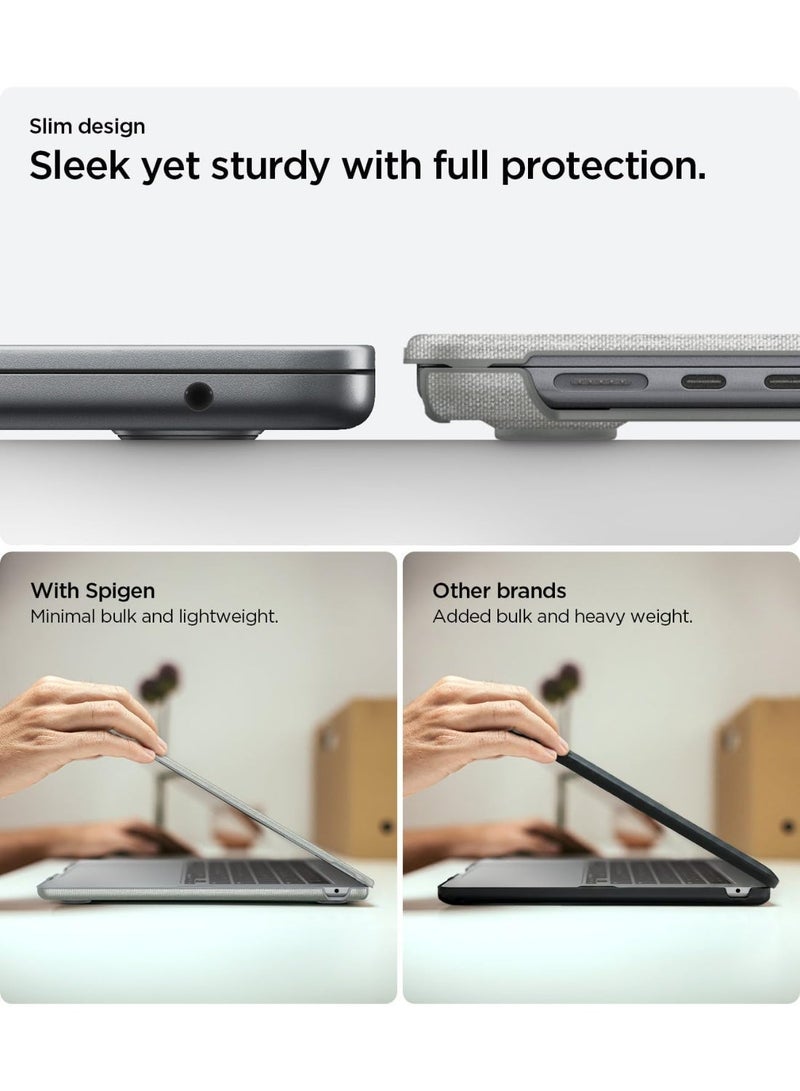 Spigen Urban Fit for MacBook Air 13 inch Case M5/M4/M3/M2 2026/2025-2022 Protective Hard Shell Premium Fabric Cover 13.6 inch A3449, A3240, A3113, A2681 - Heather Gray - Image 3