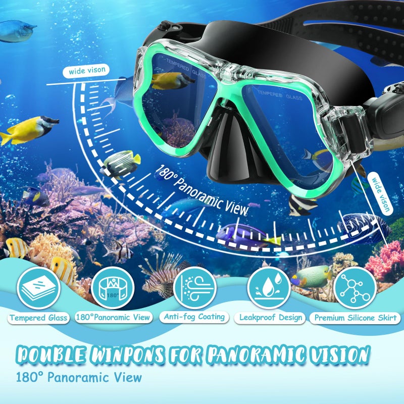 CTSAYTL Snorkeling Gear for Kids, 4 in 1 Child Mask Fins Snorkel Set with Panoramic View Anti Fog Mask, Dry Top Snorkel, Trek Fins and Travel Bag, Kids Snorkeling Set with Fins for Snorkeling Swimming - Image 2