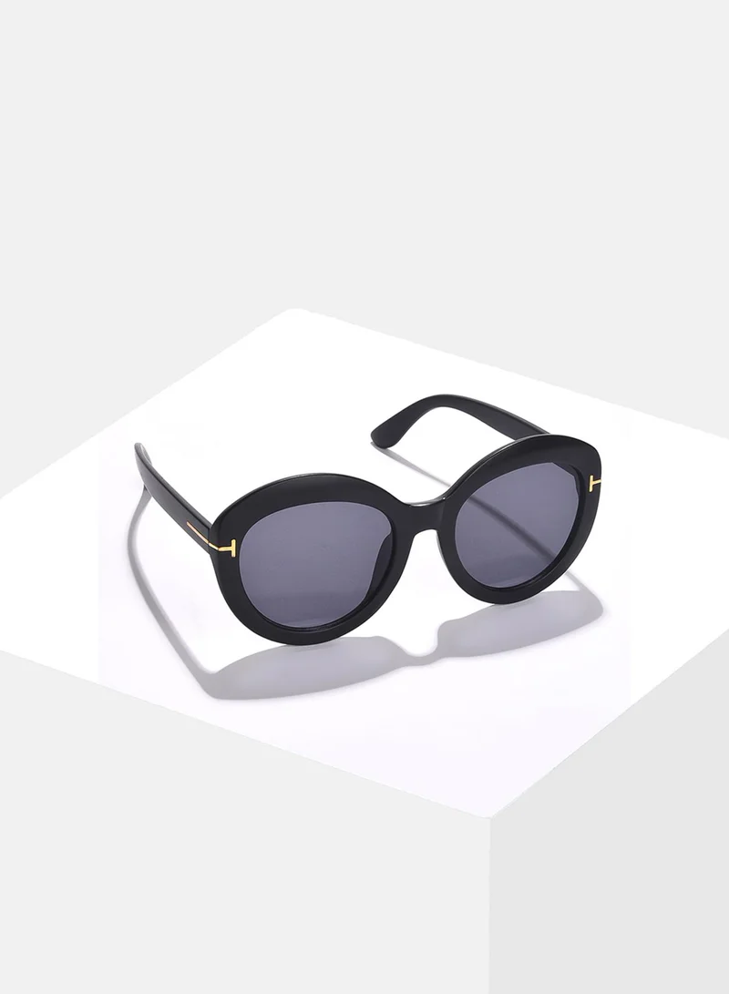 Haute Sauce  Black Lens Black Oval Sunglasses for Women | Best Price UAE