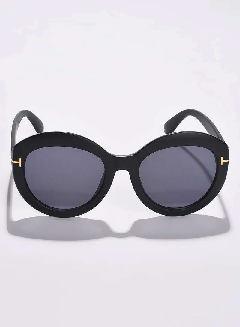Haute Sauce  Black Lens Black Oval Sunglasses for Women | Best Price UAE