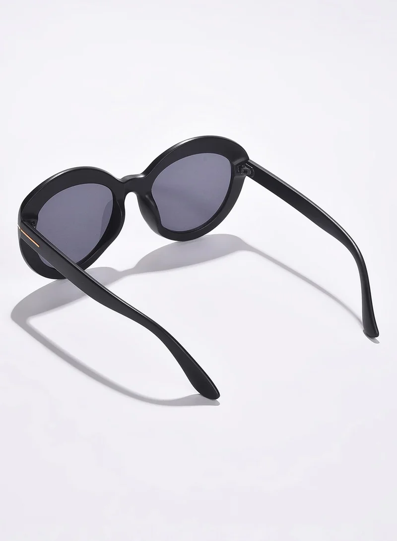 Haute Sauce  Black Lens Black Oval Sunglasses for Women | Best Price UAE