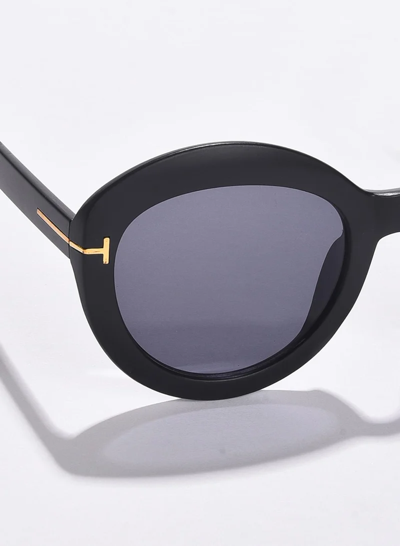 Haute Sauce  Black Lens Black Oval Sunglasses for Women | Best Price UAE