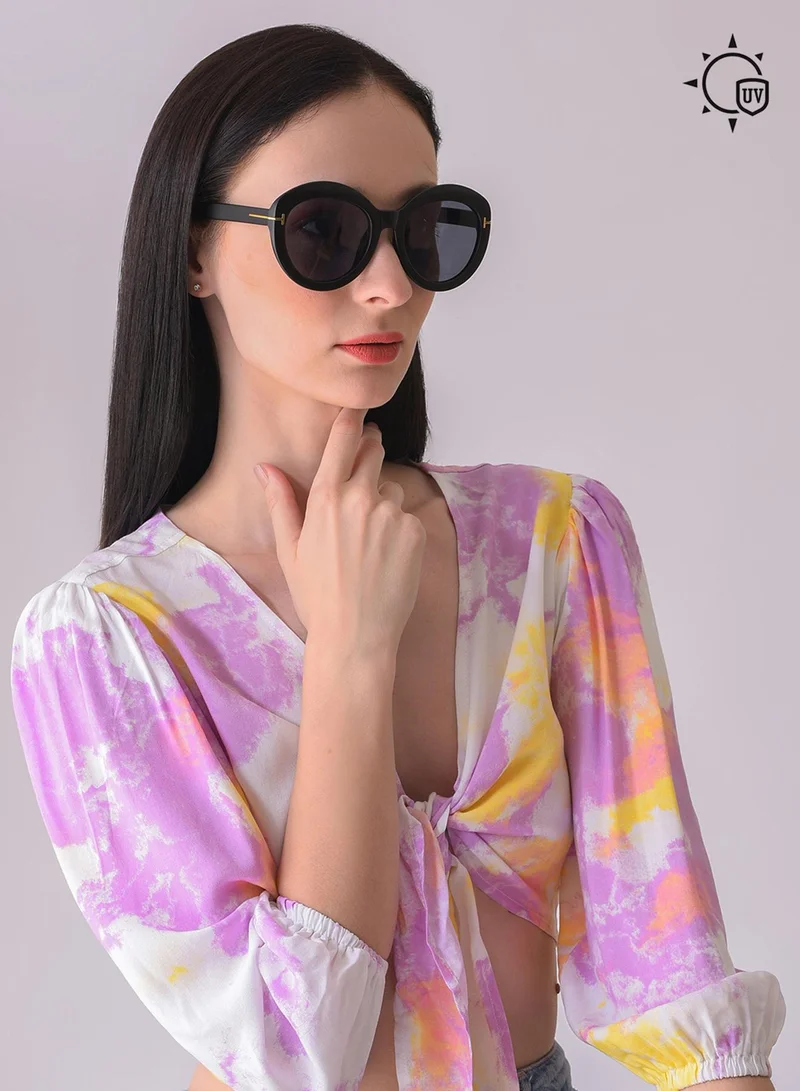 صوص هاوت نظارة شمسية سوداء بيضاوية بعدسات سوداء