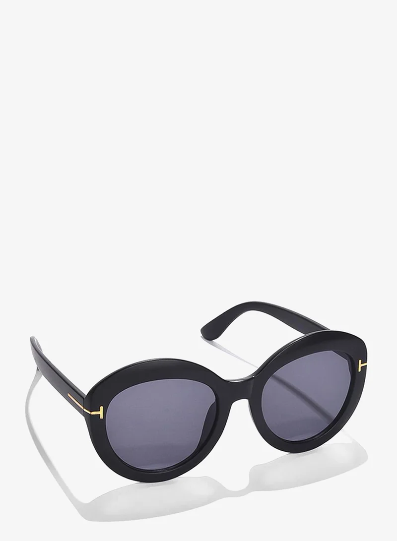 Haute Sauce  Black Lens Black Oval Sunglasses for Women | Best Price UAE