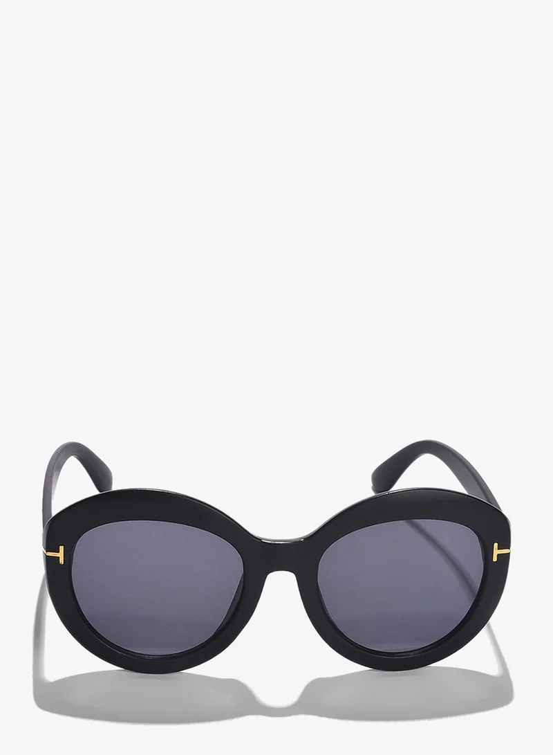 Haute Sauce  Black Lens Black Oval Sunglasses for Women | Best Price UAE