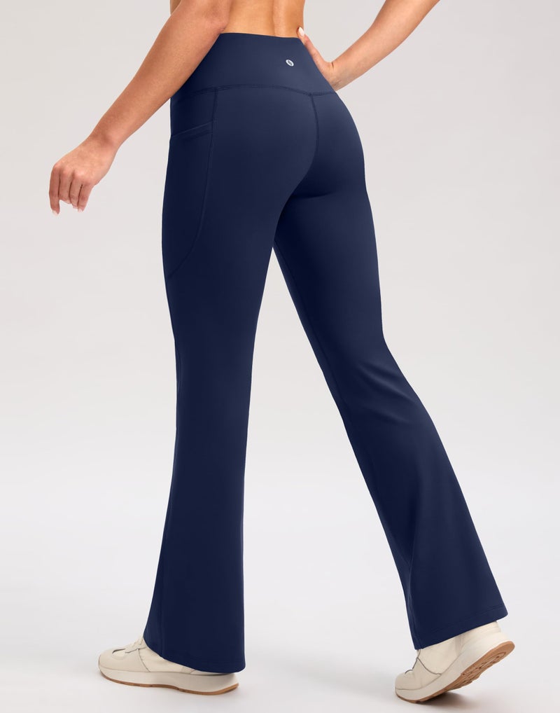 SANTINY Fleece Lined Flare Leggings Women 28.5/30.5/32 Water Resistant Winter Bell Bottom Hiking Yoga Pants with Pocketsï¼ˆNavy_28.5Sï¼‰ - Image 2