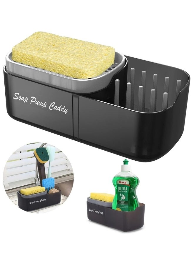 Happy Home - 3 in 1 Kitchen Dish Soap Dispenser with Pump Sponge Countertop Dishwasher Holder Kitchen Sink Cleaning Tool Storage Box 355ml - Image 1