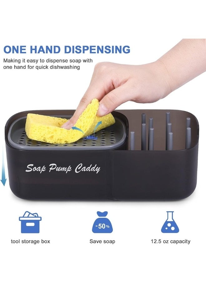 Happy Home - 3 in 1 Kitchen Dish Soap Dispenser with Pump Sponge Countertop Dishwasher Holder Kitchen Sink Cleaning Tool Storage Box 355ml - Image 1