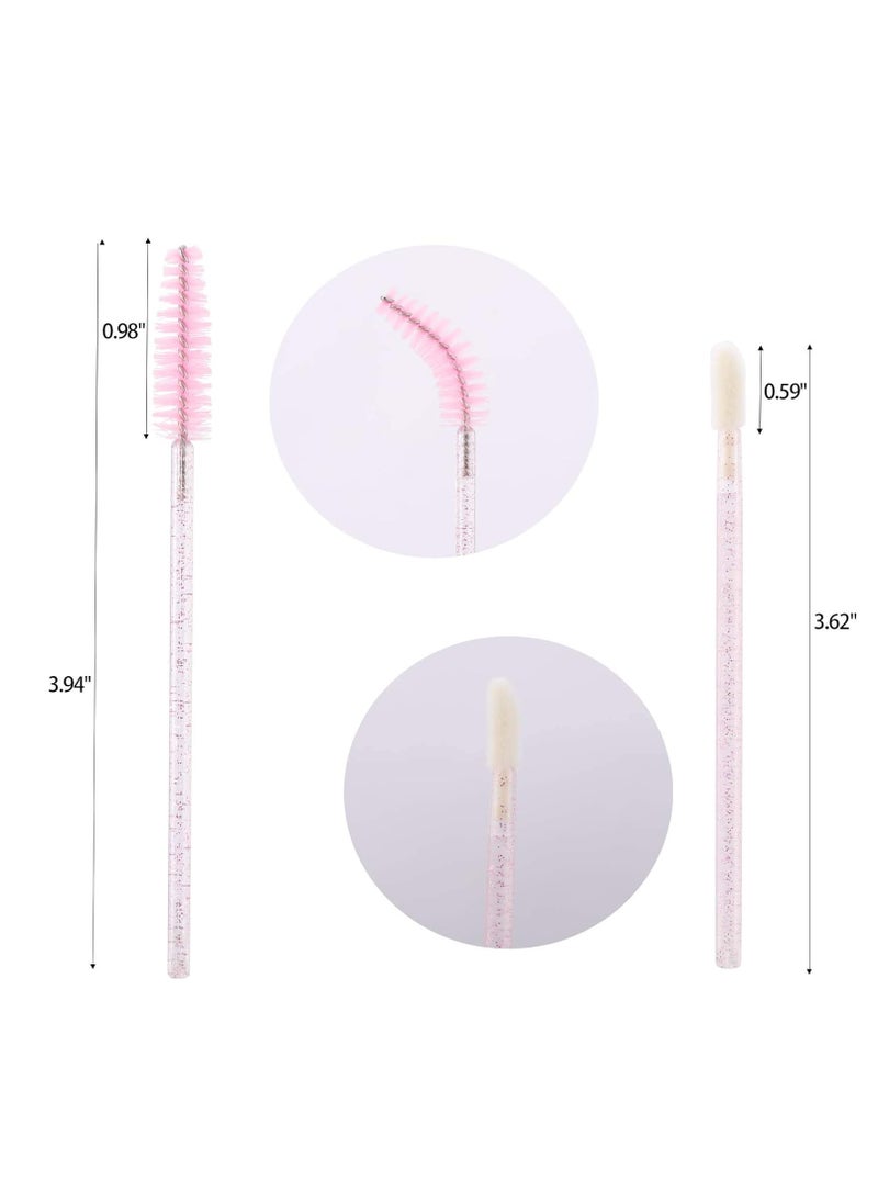 Tbestmax Tbestmax 200 Disposable Mascara Wand and Lipstick Applicator Wands Crystal Lip Gloss Brush Lash Spoolies for Eyelash Extensions (Pink)  - Image 2