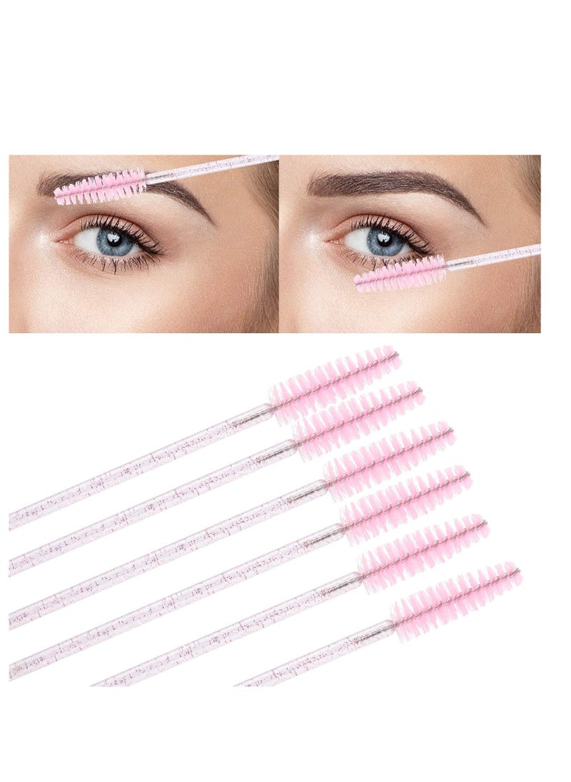Tbestmax Tbestmax 200 Disposable Mascara Wand and Lipstick Applicator Wands Crystal Lip Gloss Brush Lash Spoolies for Eyelash Extensions (Pink)  - Image 3
