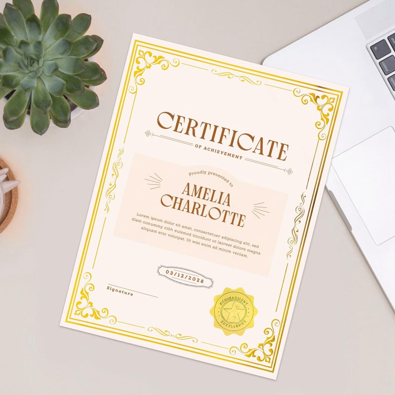 Prudiut 100 Sheets Certificate Paper with 100 Pcs Gold Seal Stickers, 8.5 Ã— 11'' Printable Award Certificates for Graduation Marriage, Business Awards, Employee Recognition, Teacher Appreciation Certificates - Image 4