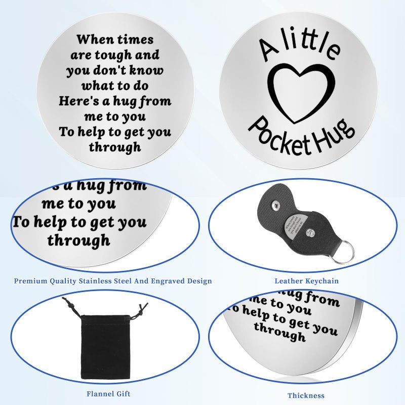 Chambom Pocket Hug Token - Long Distance Relationship Keepsake Double Sided Stainless Steel Inspirational Gift Friends Gifts Graduation Gifts Fatherâ€˜s Day Mothers Day Christmas Gift for Mom with Keychain - Image 3