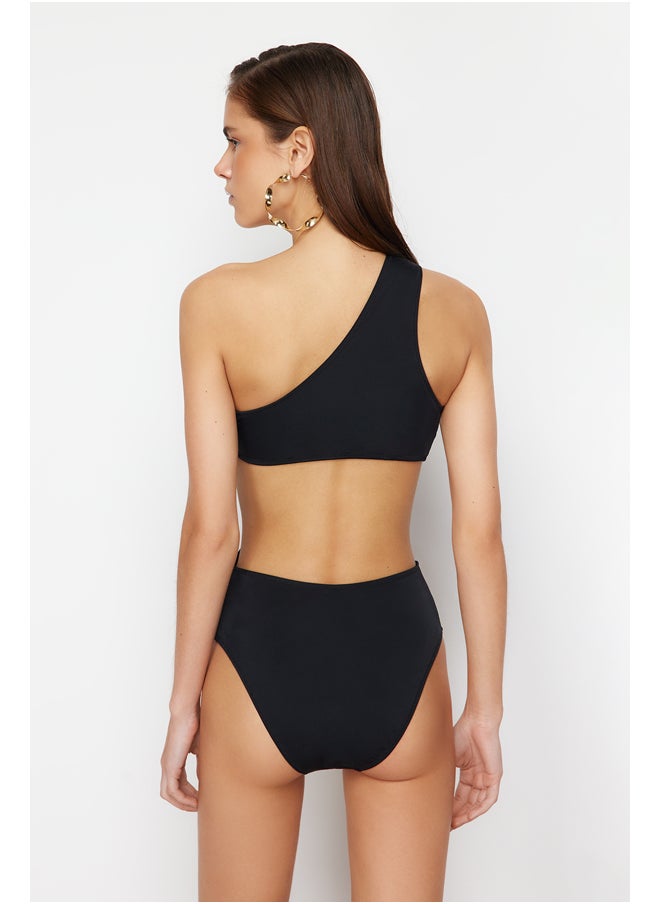 trendyol - Black One Shoulder Accessory Swimsuit TBESS24MY00008 - Image 1