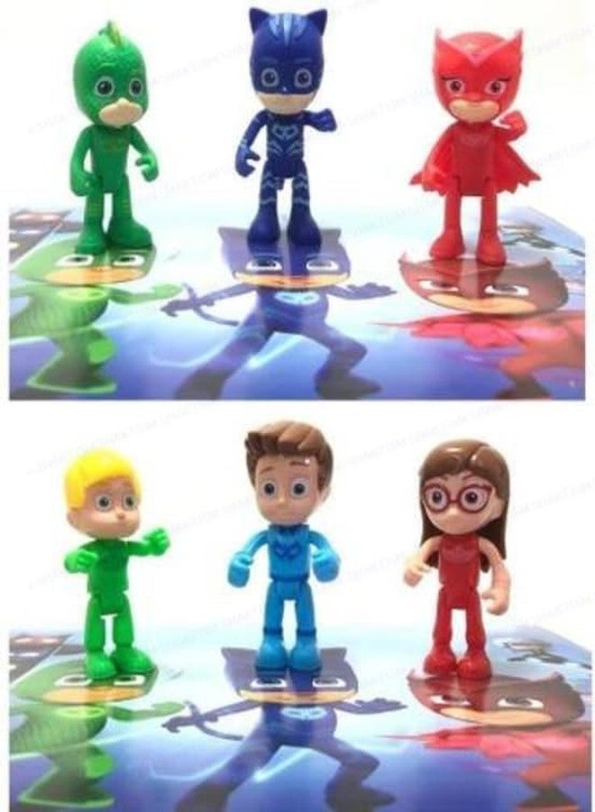 LUPSERO مجموعة ألعاب شخصية وألعاب سيارات PJ Masks من LUPSERO، 6 شخصيات مع 3 سيارات، متعددة الألوان - Image 2