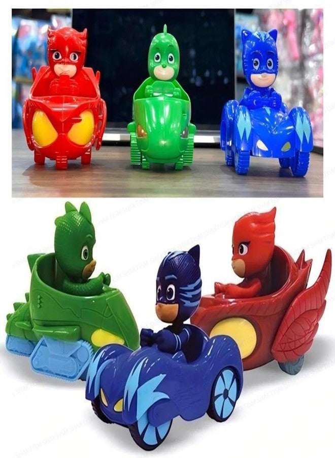 LUPSERO مجموعة ألعاب شخصية وألعاب سيارات PJ Masks من LUPSERO، 6 شخصيات مع 3 سيارات، متعددة الألوان - Image 3