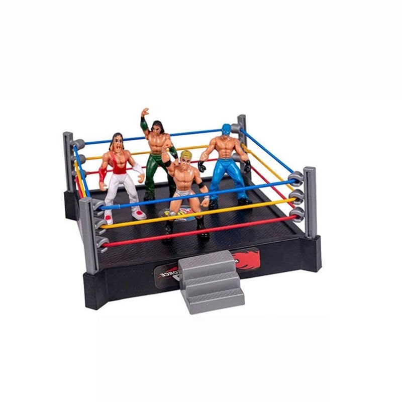 Sunisfa Wrestler Ring Authentic Superstars Set with Flexible Strings LA Wrestlers Spring Loaded mat for Large Bodied Action Includes 12 Wrestlers and 1 Ring Grey - Image 3