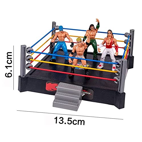 Sunisfa Wrestler Ring Authentic Superstars Set with Flexible Strings LA Wrestlers Spring Loaded mat for Large Bodied Action Includes 12 Wrestlers and 1 Ring Grey - Image 5