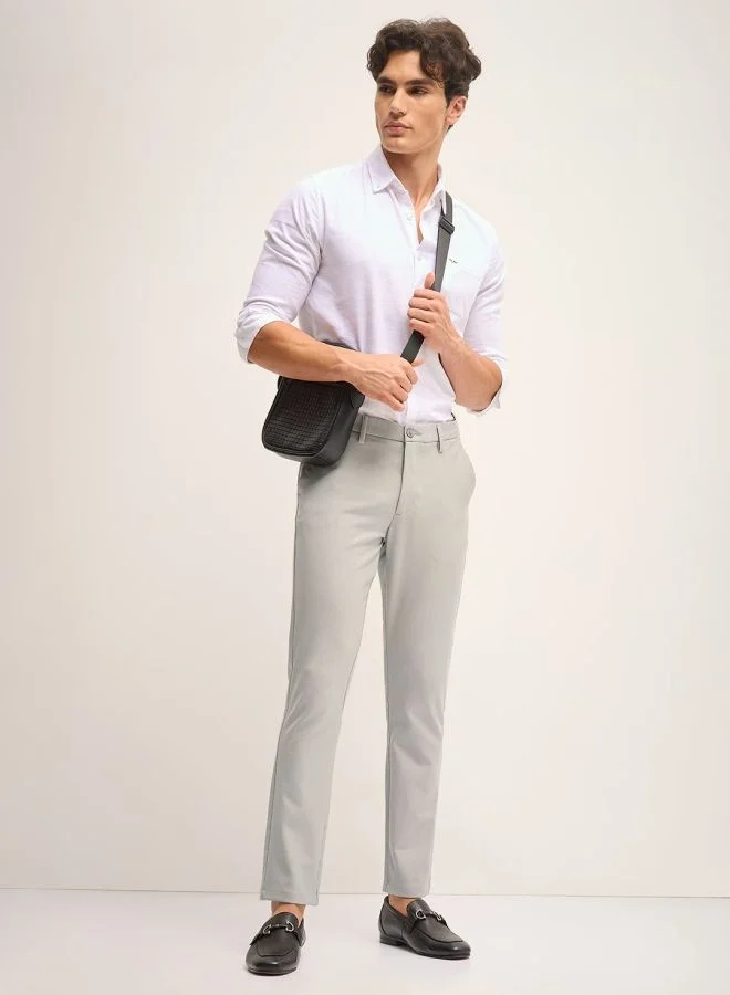 THE BEAR HOUSE Men's Grey Solid 4 Way Stretch Formal Trouser Versatile Office and Travel Pants Comfortable Fit for Everyday Use Easy to Style Bottomwear for Work Weekend and Outings