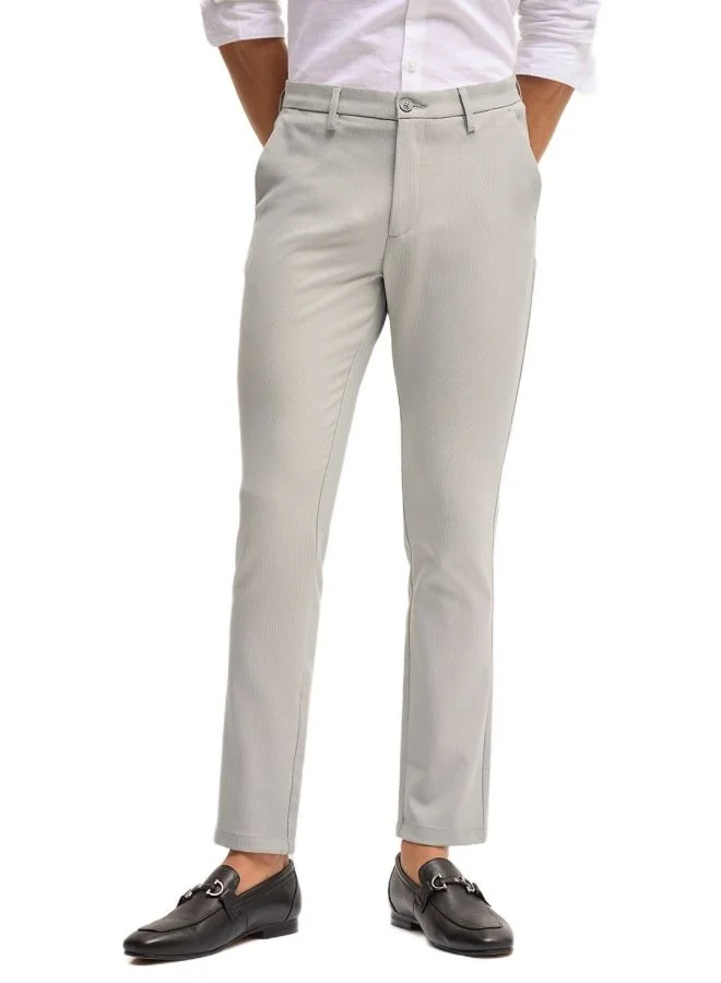 THE BEAR HOUSE Men's Grey Solid 4 Way Stretch Formal Trouser Versatile Office and Travel Pants Comfortable Fit for Everyday Use Easy to Style Bottomwear for Work Weekend and Outings
