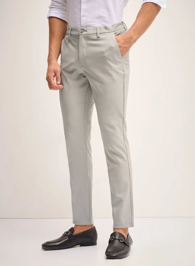 THE BEAR HOUSE Men's Grey Solid 4 Way Stretch Formal Trouser Versatile Office and Travel Pants Comfortable Fit for Everyday Use Easy to Style Bottomwear for Work Weekend and Outings