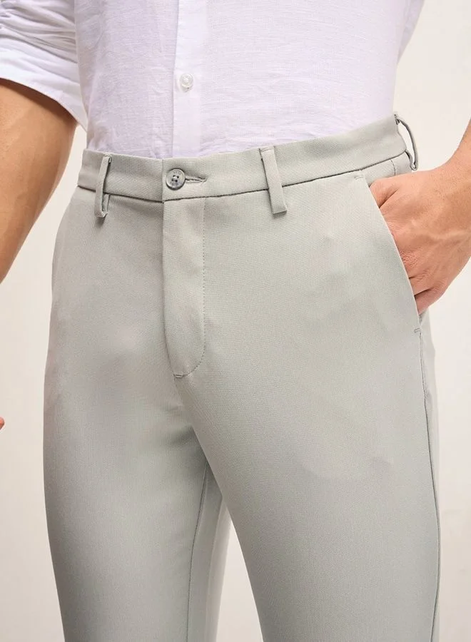 THE BEAR HOUSE Men's Grey Solid 4 Way Stretch Formal Trouser Versatile Office and Travel Pants Comfortable Fit for Everyday Use Easy to Style Bottomwear for Work Weekend and Outings