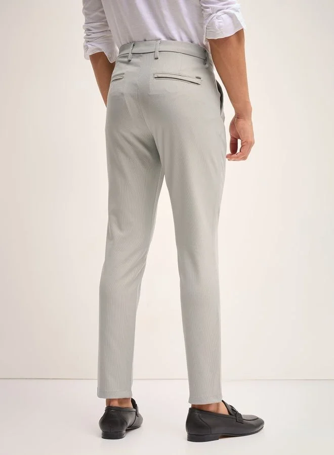 THE BEAR HOUSE Men's Grey Solid 4 Way Stretch Formal Trouser Versatile Office and Travel Pants Comfortable Fit for Everyday Use Easy to Style Bottomwear for Work Weekend and Outings