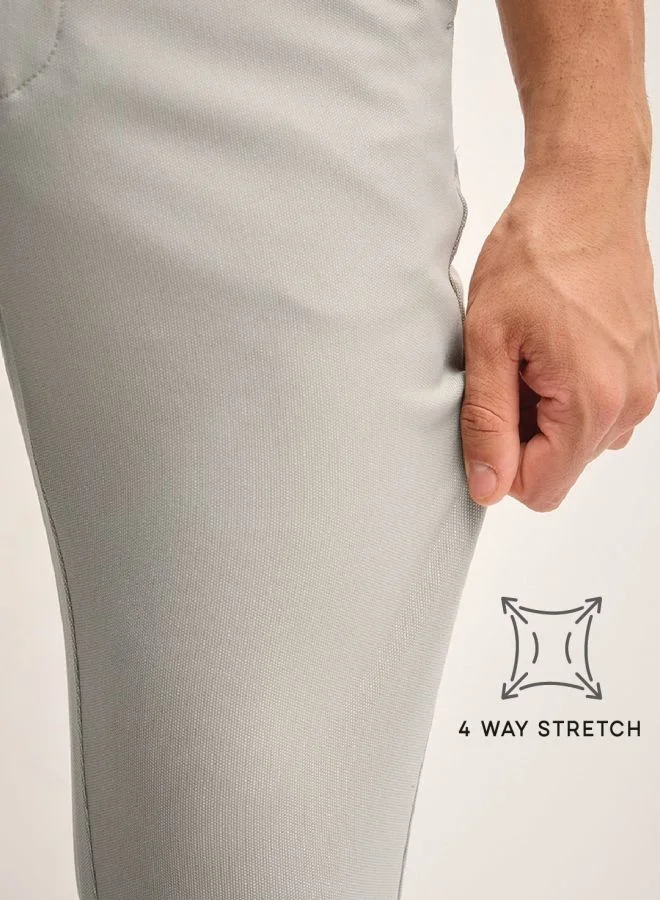 THE BEAR HOUSE Men's Grey Solid 4 Way Stretch Formal Trouser Versatile Office and Travel Pants Comfortable Fit for Everyday Use Easy to Style Bottomwear for Work Weekend and Outings