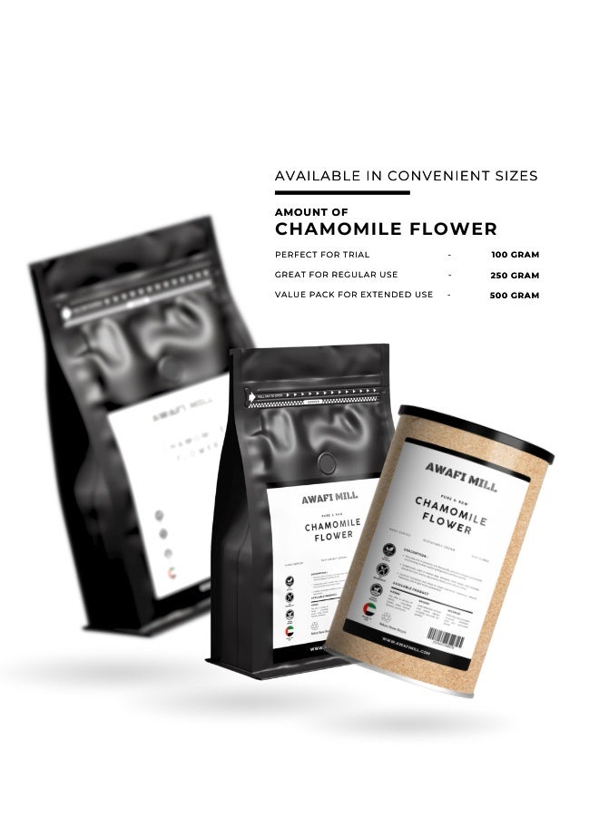 AWAFI MILL Chamomile Flowers (Food-Grade) | Matricaria chamomilla Buds for Herbal Tea | Apple-Like Floral Aroma | Naturally Caffeine-Free - 100 g | 3.5 Oz - Image 5