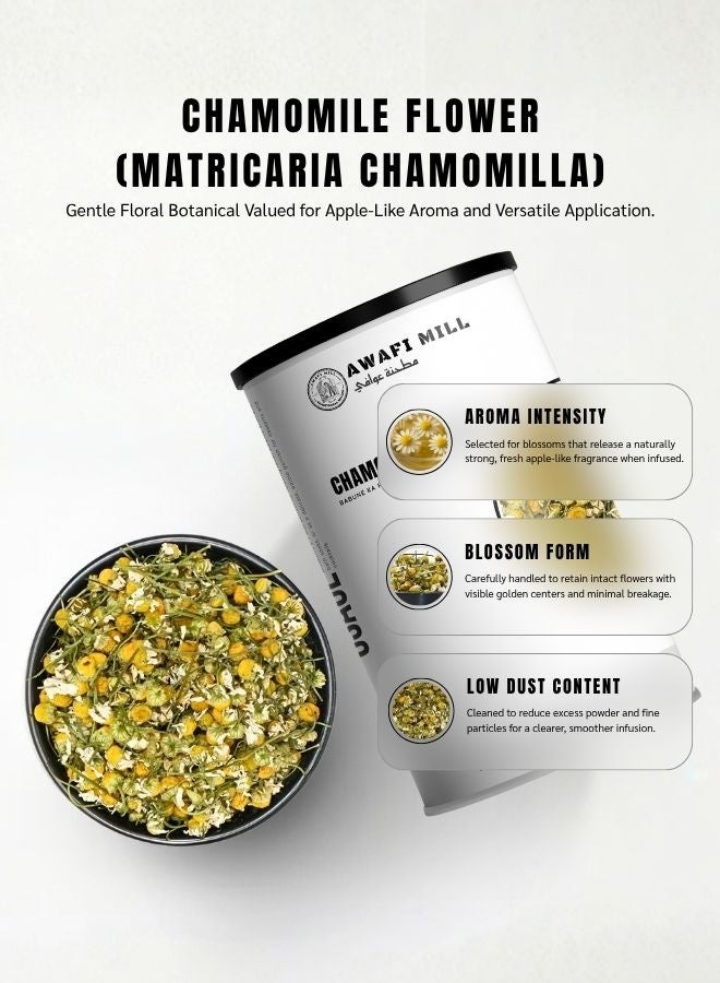 AWAFI MILL Chamomile Flowers (Food-Grade) | Matricaria chamomilla Buds for Herbal Tea | Apple-Like Floral Aroma | Naturally Caffeine-Free - 100 g | 3.5 Oz - Image 5
