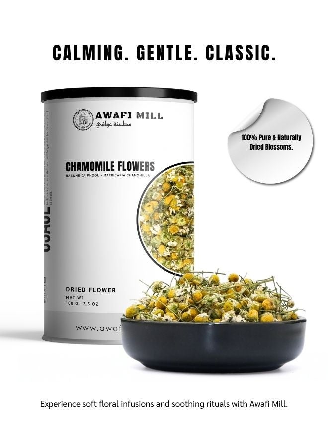 AWAFI MILL Chamomile Flowers (Food-Grade) | Matricaria chamomilla Buds for Herbal Tea | Apple-Like Floral Aroma | Naturally Caffeine-Free - 100 g | 3.5 Oz - Image 4