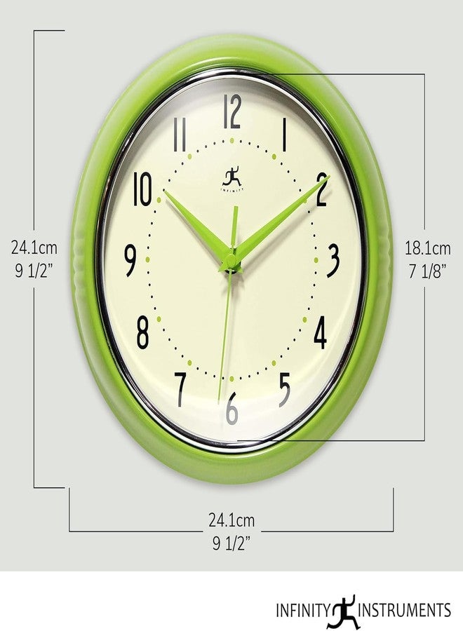Infinity Instruments Retro 9 inch Silent Sweep Non-Ticking Mid Century Modern Kitchen Diner Wall Clock Quartz Movement Retro Wall Clock Decorative (Saffron Yellow) - Image 2