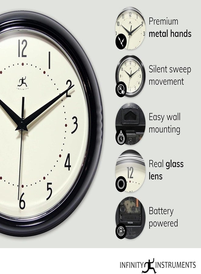 Infinity Instruments Retro 9 inch Silent Sweep Non-Ticking Mid Century Modern Kitchen Diner Wall Clock Quartz Movement Retro Wall Clock Decorative (Saffron Yellow) - Image 4
