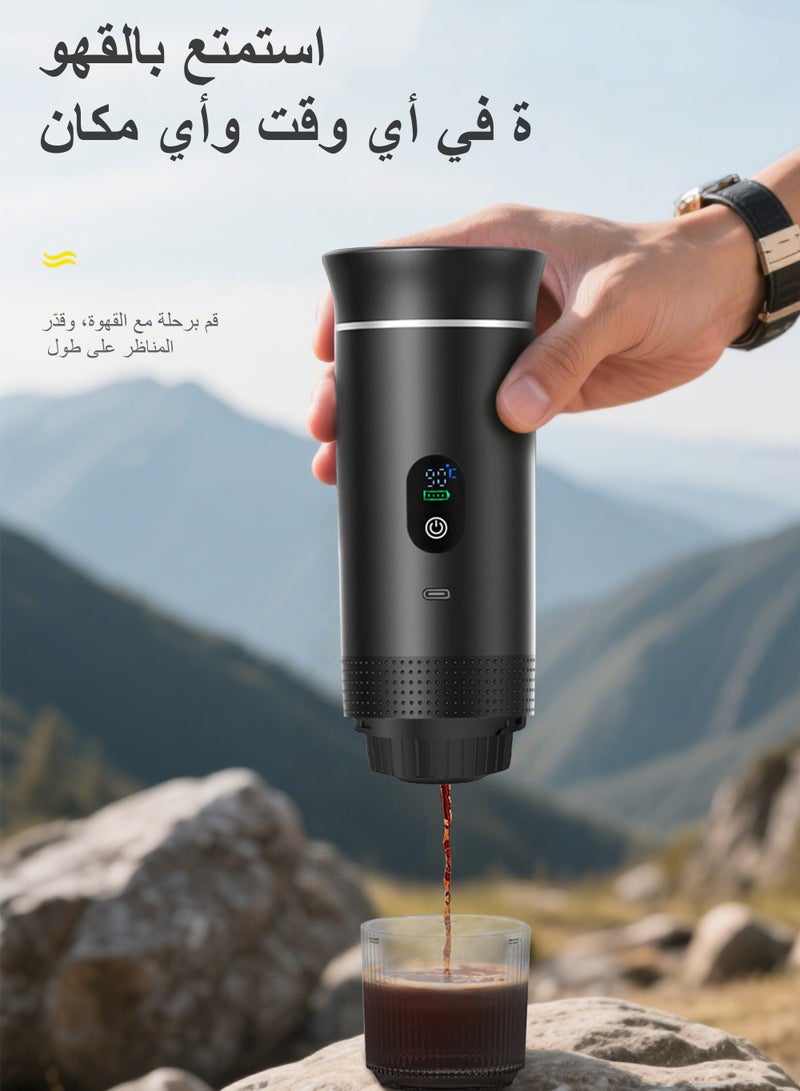 3-in-1 Portable Electric Espresso Machine–20Bar Self‑Heating camping coffee maker with 7500mA Battery,Display,compatible with Large/Small Capsules&Coffee Powder for Travel,Camping,Car&Office - Image 5