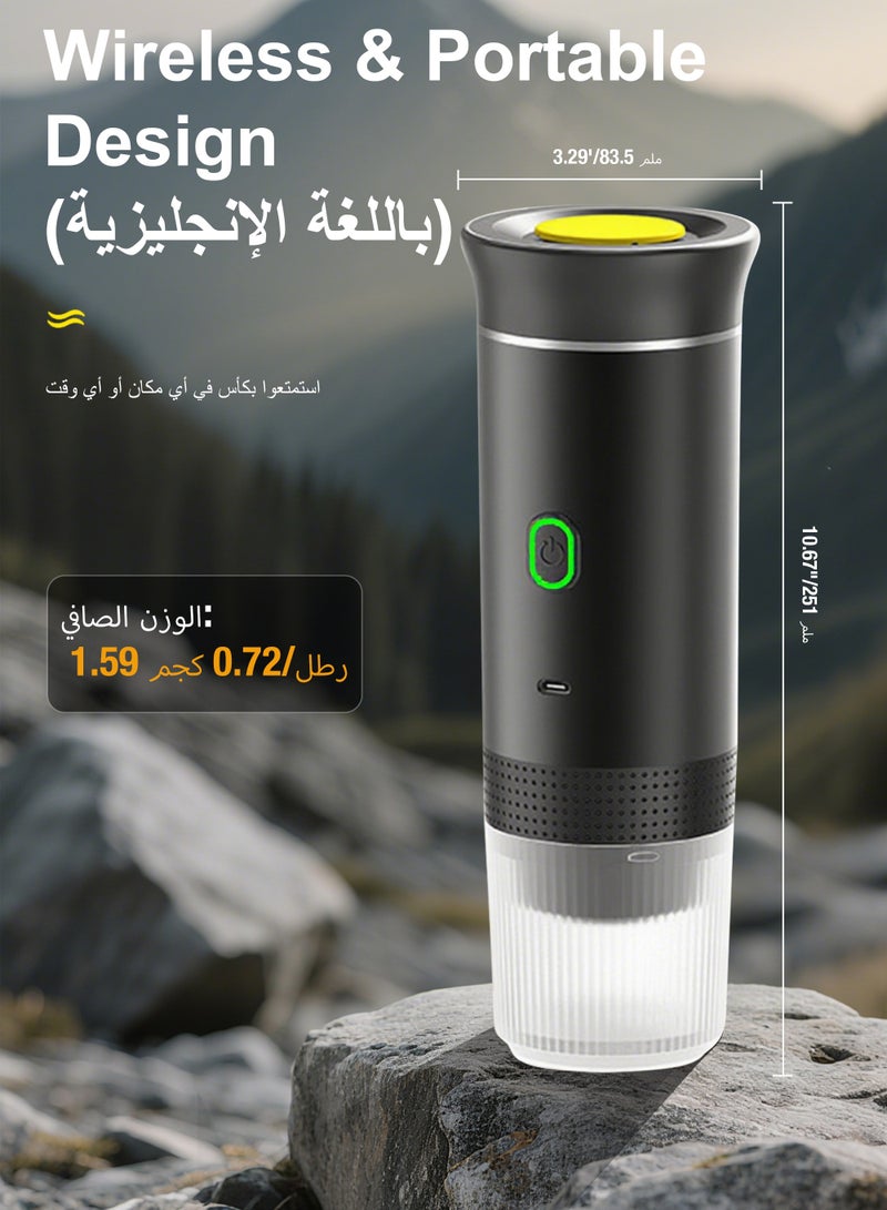 3-in-1 Portable Electric Espresso Machine–20Bar Self‑Heating camping coffee maker with 7500mA Battery,Display,compatible with Large/Small Capsules&Coffee Powder for Travel,Camping,Car&Office - Image 3