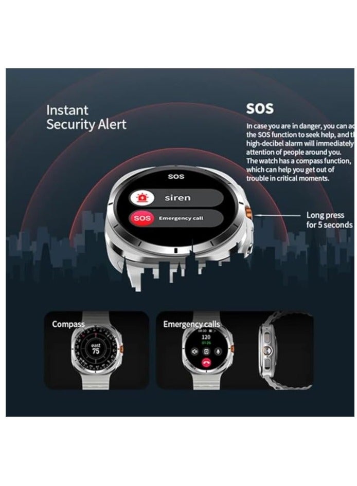 Smart Watch 7 Ultra Men Women NFC Compass IP68 Waterproof Heart Rate SpO2 Sport Smartwatch for Android IOS New (Black)