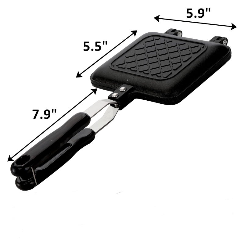 ZOOFOX Sandwich Maker, Grilled Sandwich and Panini Maker Pan with Non-Stick Plates, Stovetop Toasted Sandwich Maker Aluminum Flip Pan for Home Kitchen, 5.9" L x 14.2" H - Image 2