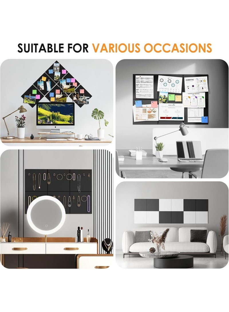 90cmx60cm Large Cork Board for Wall, Black Bulletin Board Felt Wall Tiles With 35 Pushpins Cork Board Alternative, Pin Board for Office and Walls, 6 Pack - Image 5